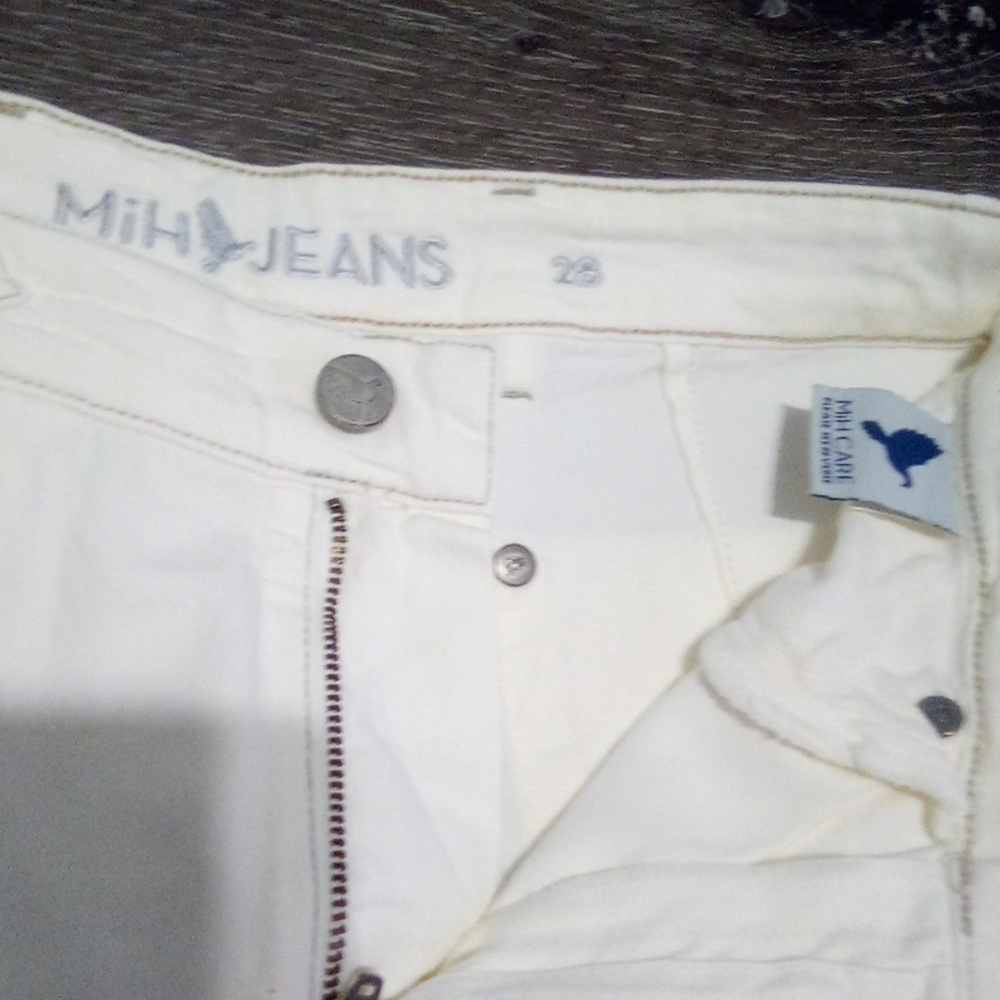 MIH WOMAN JEANS CREAM MARRAKESH AVIATOR JEANS MID RISE, KICK FLARE SIZE 28